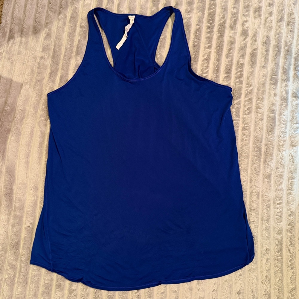 Lululemon Essential Tank Pleated Royal Blue Racerback Activewear Top Size 12